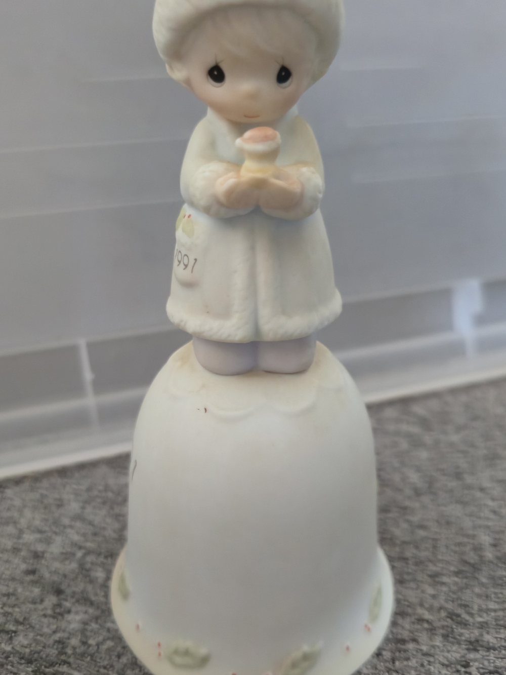 Precious Moments Cream and Pink Porcelain Bell Figurine